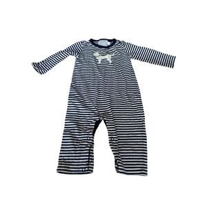 Little English Baby Black White Lab Striped Romper Size 9M